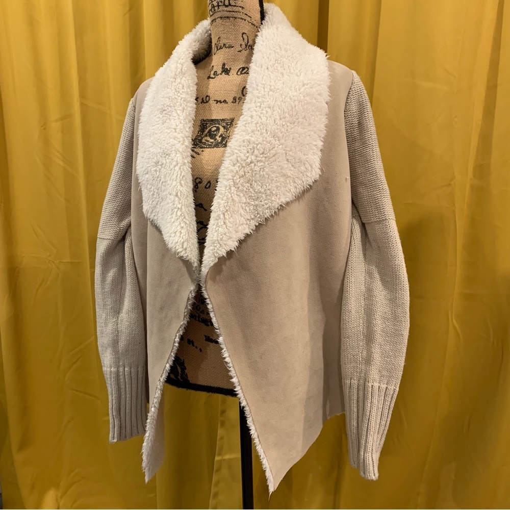 Faux Suede & Fur Knit Sweater